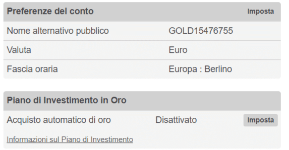 oro investimento automatico